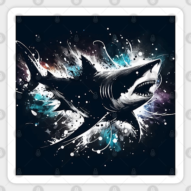 Monochromatic Shark With Colorful Splash Street art Sticker by TomFrontierArt